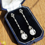 Vintage White Sapphire Round Cut Drop Earrings For Women Belovegrace