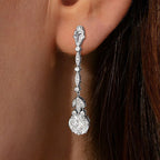 Vintage White Sapphire Round Cut Drop Earrings For Women Belovegrace