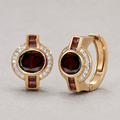 Art Deco Halo Oval Cut Garnet Sapphire Stud Earrings For Women