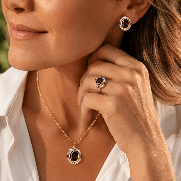 Art Deco Halo Oval Cut Garnet Sapphire Stud Earrings For Women