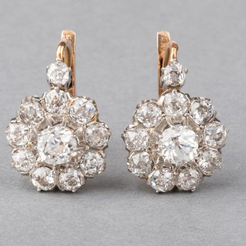 Antique Two Tone Round Cut White Sapphire Drop Earrings For Women Belovegrace
