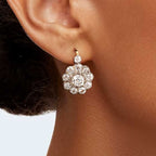 Antique Two Tone Round Cut White Sapphire Drop Earrings For Women Belovegrace