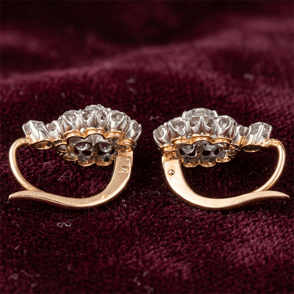 Antique Two Tone Round Cut White Sapphire Drop Earrings For Women