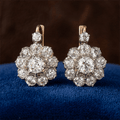 Antique Two Tone Round Cut White Sapphire Drop Earrings For Women