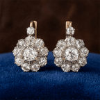 Antique Two Tone Round Cut White Sapphire Drop Earrings For Women