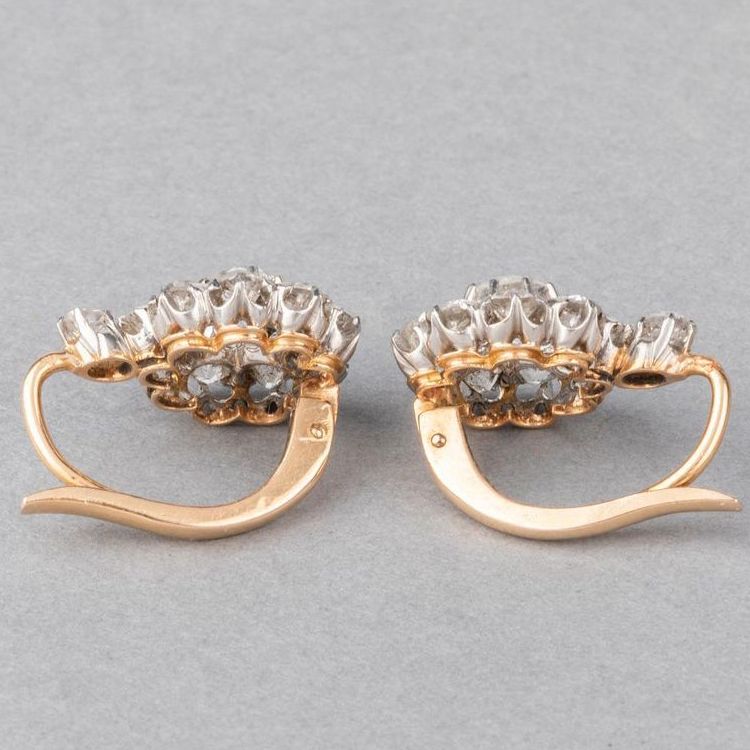 Antique Two Tone Round Cut White Sapphire Drop Earrings For Women Belovegrace