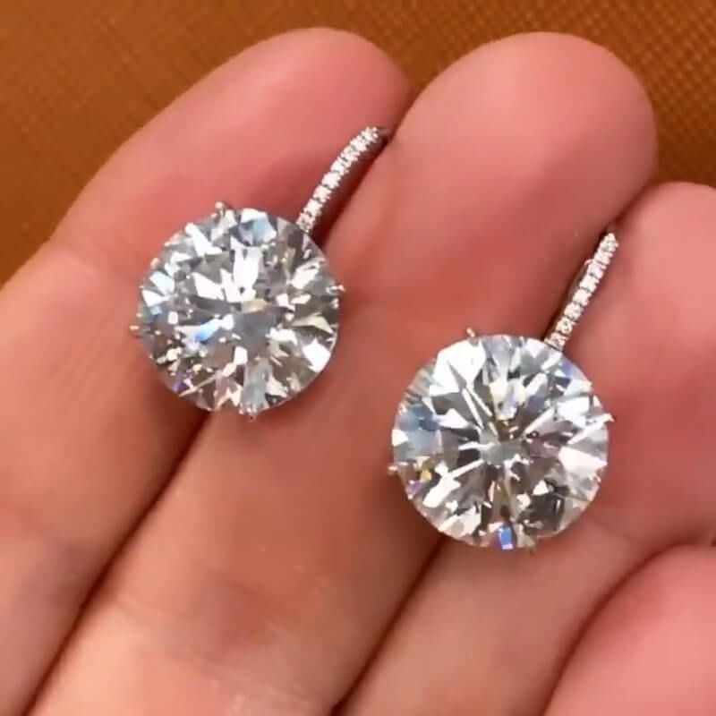 Classic Round Cut White Sapphire Drop Earrings For Women Belovegrace