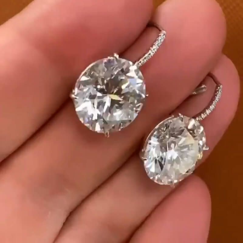 Classic Round Cut White Sapphire Drop Earrings For Women Belovegrace