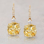 Classic Cushion Cut Yellow Sapphire Drop Earrings For Women Belovegrace