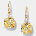 Classic Cushion Cut Yellow Sapphire Drop Earrings For Women Belovegrace