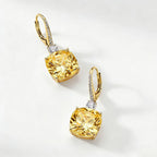 Classic Cushion Cut Yellow Sapphire Drop Earrings For Women Belovegrace