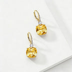 Classic Cushion Cut Yellow Sapphire Drop Earrings For Women Belovegrace