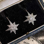 Antique Star Design White Sapphire Round Cut Drop Earrings For Women Belovegrace