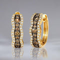 Two Tone Brown Sapphire Round Cut Hoop Earrings For Women Belovegrace