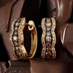 Two Tone Brown Sapphire Round Cut Hoop Earrings For Women Belovegrace