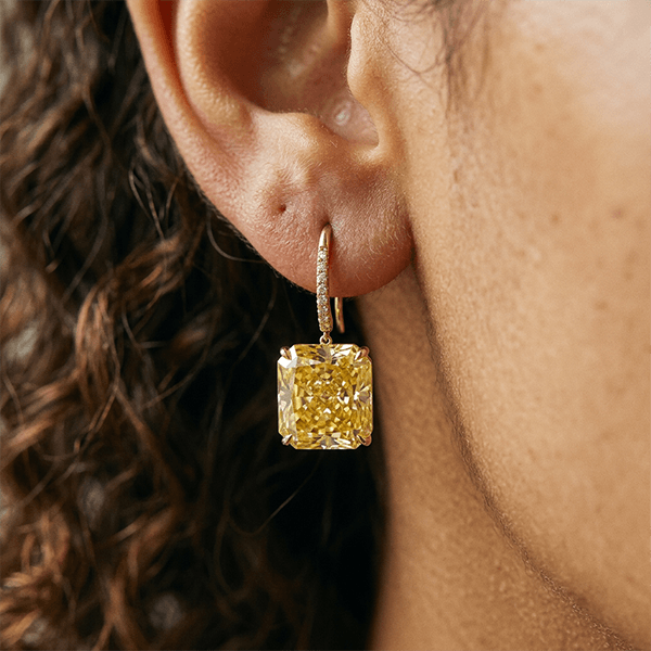 Classic Canary Sapphire Radiant Cut Drop Earrings For Women
