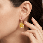 Classic Canary Sapphire Radiant Cut Drop Earrings For Women