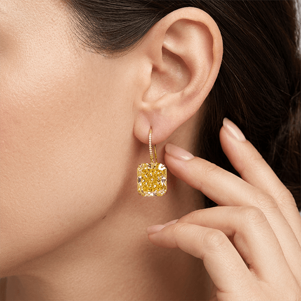 Classic Canary Sapphire Radiant Cut Drop Earrings For Women