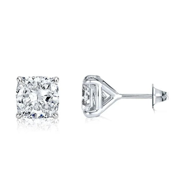 Solitaire Cushion Cut White Sapphire Stud Earrings For Women Belovegrace
