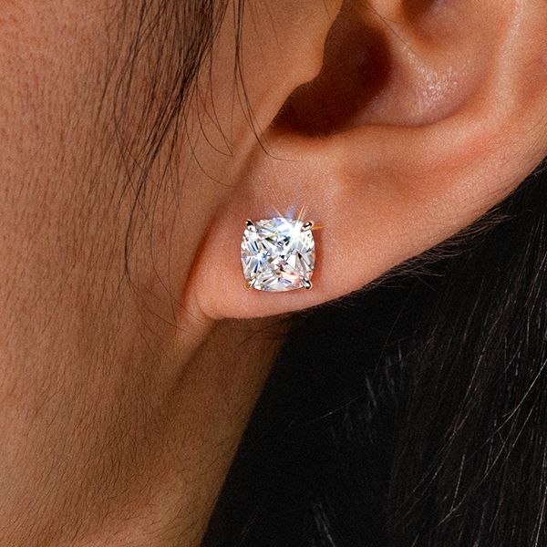 Solitaire Cushion Cut White Sapphire Stud Earrings For Women Belovegrace