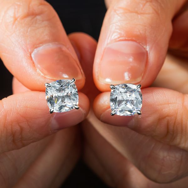 Solitaire Cushion Cut White Sapphire Stud Earrings For Women Belovegrace