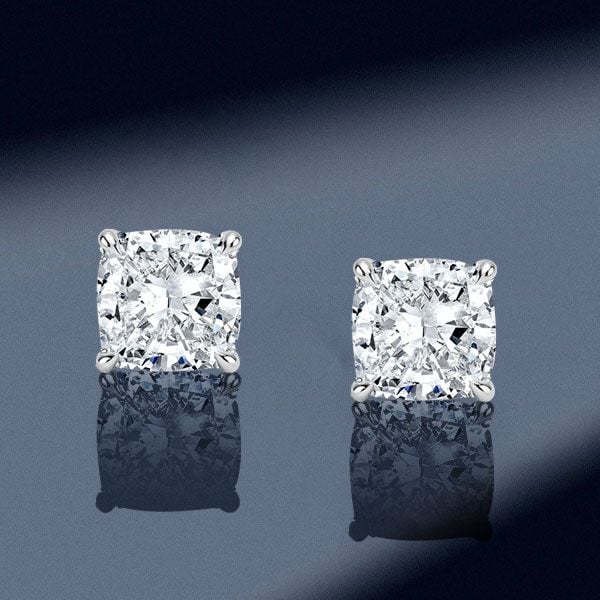 Solitaire Cushion Cut White Sapphire Stud Earrings For Women Belovegrace