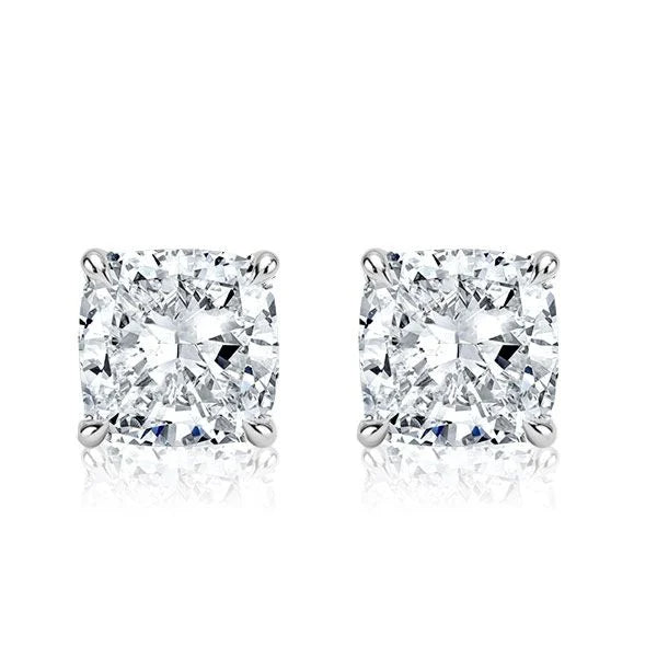 Solitaire Cushion Cut White Sapphire Stud Earrings For Women Belovegrace