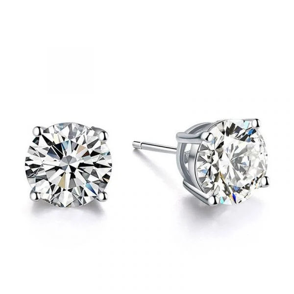 Solitaire Round Cut White Sapphire Stud Earring For Women Belovegrace