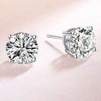 Solitaire Round Cut White Sapphire Stud Earring For Women Belovegrace