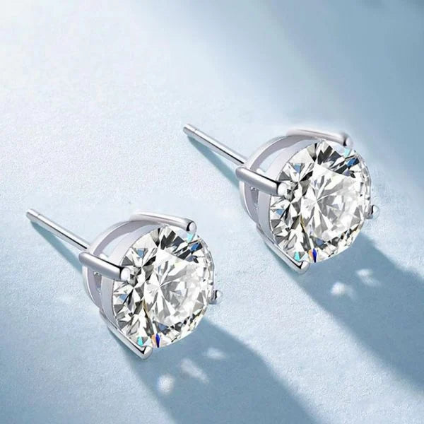 Solitaire Round Cut White Sapphire Stud Earring For Women Belovegrace
