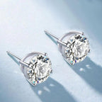 Solitaire Round Cut White Sapphire Stud Earring For Women Belovegrace