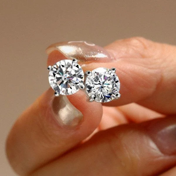 Solitaire Round Cut White Sapphire Stud Earring For Women Belovegrace
