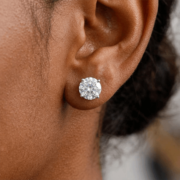 Minimalist 4.00CT Round Cut White Sapphire Solitaire Stud Earring For Women