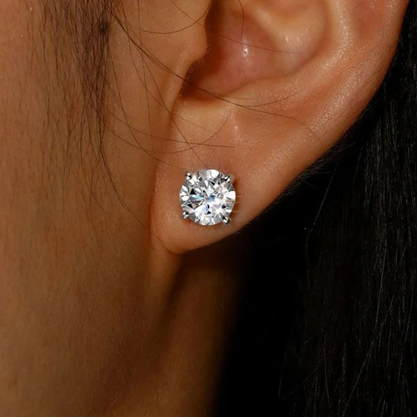 Solitaire Round Cut White Sapphire Stud Earring For Women Belovegrace