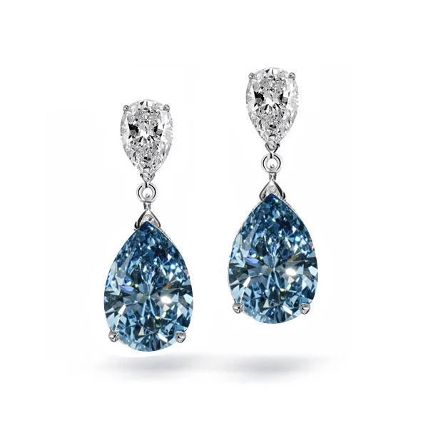 Classic Pear Cut Blue Topaz Drop Earrings For Women Belovegrace