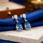 Elegant Pear Cut London Blue Topaz Double Drop Earrings For Women