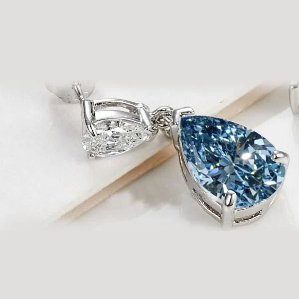 Classic Pear Cut Blue Topaz Drop Earrings For Women Belovegrace