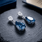 Elegant Pear Cut London Blue Topaz Double Drop Earrings For Women