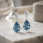 Elegant Pear Cut London Blue Topaz Double Drop Earrings For Women