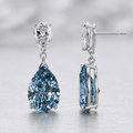 Elegant Pear Cut London Blue Topaz Double Drop Earrings For Women