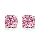 Solitaire Cushion Cut Pink Sapphire Stud Earrings For Women Belovegrace