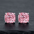Four Prong Setting Cushion Cut Pink Sapphire Solitaire Stud Earrings For Women