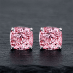 Four Prong Setting Cushion Cut Pink Sapphire Solitaire Stud Earrings For Women