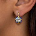 Golden Cushion Cut White Sapphire Earrings Drop Earrings For Women Belovegrace