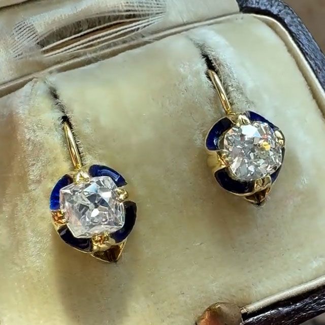 Golden Cushion Cut White Sapphire Earrings Drop Earrings For Women Belovegrace