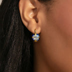Golden Cushion Cut White Sapphire Earrings Drop Earrings For Women Belovegrace