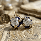 Art Deco White Sapphire Cushion Cut Yellow Gold Drop Earrings For Women