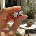 Art Deco White Sapphire Cushion Cut Yellow Gold Drop Earrings For Women