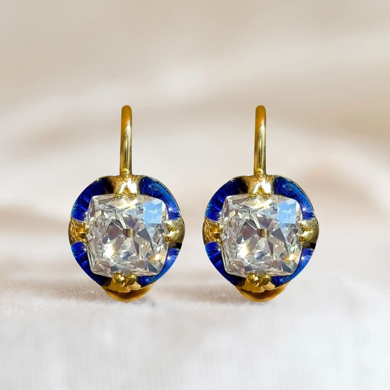 Golden Cushion Cut White Sapphire Earrings Drop Earrings For Women Belovegrace