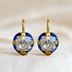 Golden Cushion Cut White Sapphire Earrings Drop Earrings For Women Belovegrace